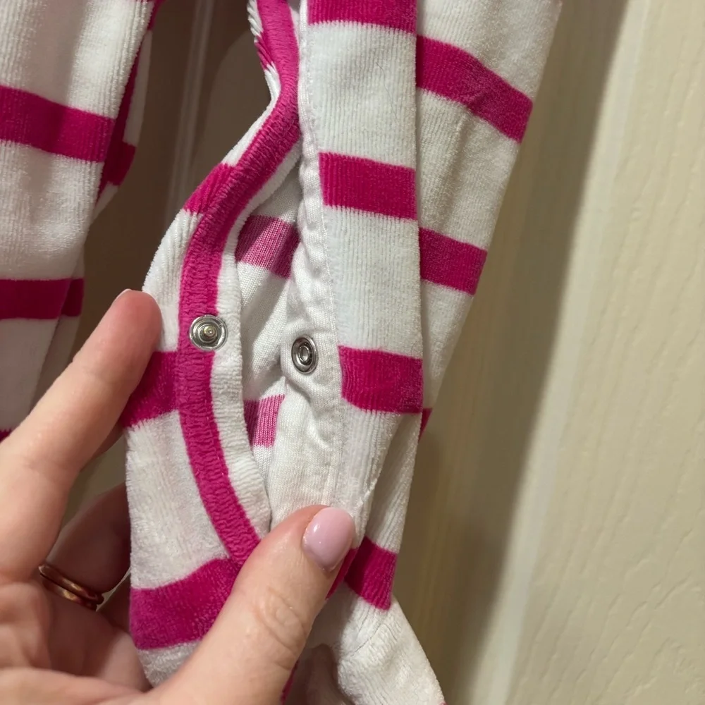 Ralph Lauren Pink and White Striped Footie